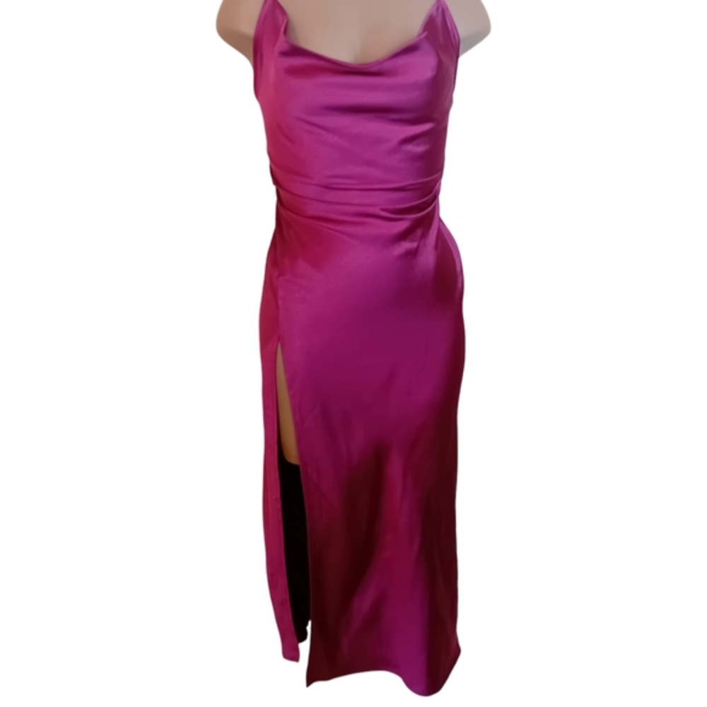 NWT New With Tags Lioness Evening Gown Cocktail Dress Cowl Neck Slit Straps US 4